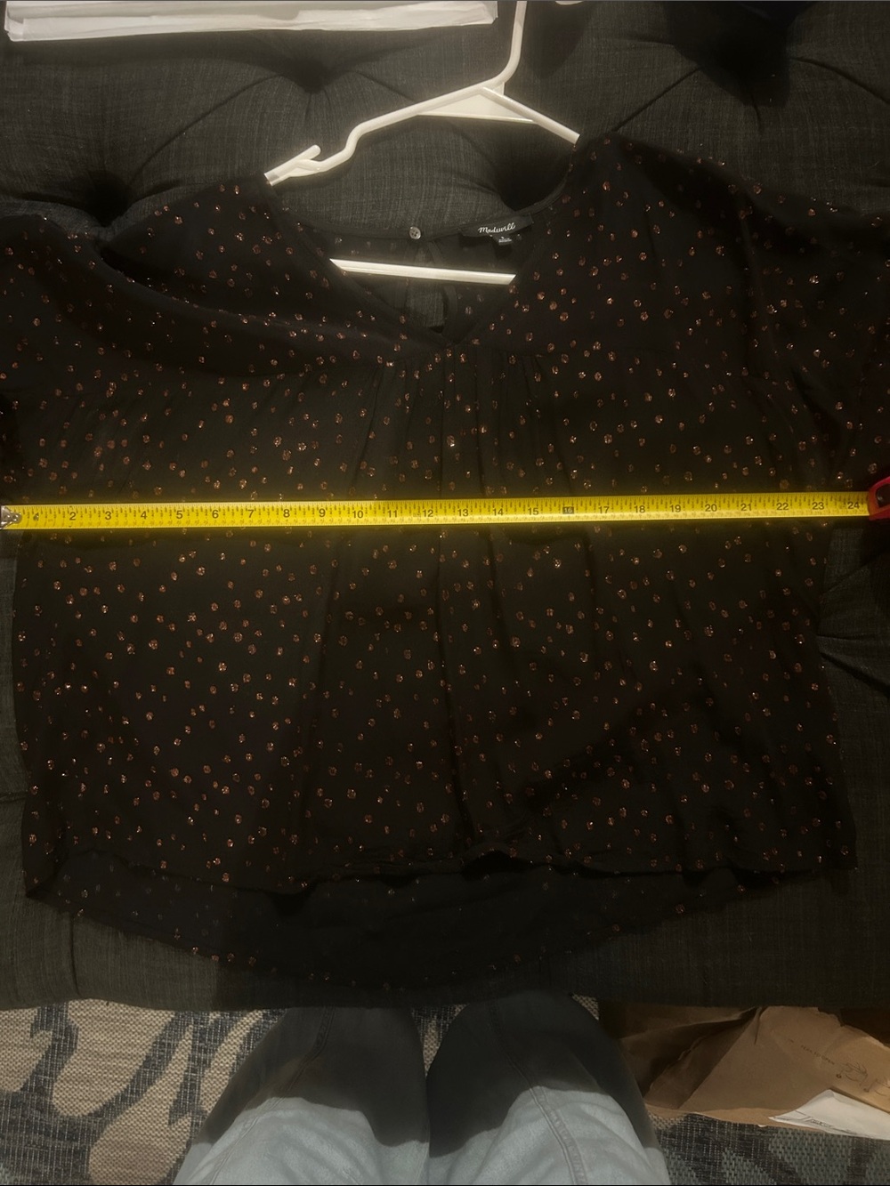 Madewell Black Blouse with Copper Dot Accents Size Small - Picture 4 of 5